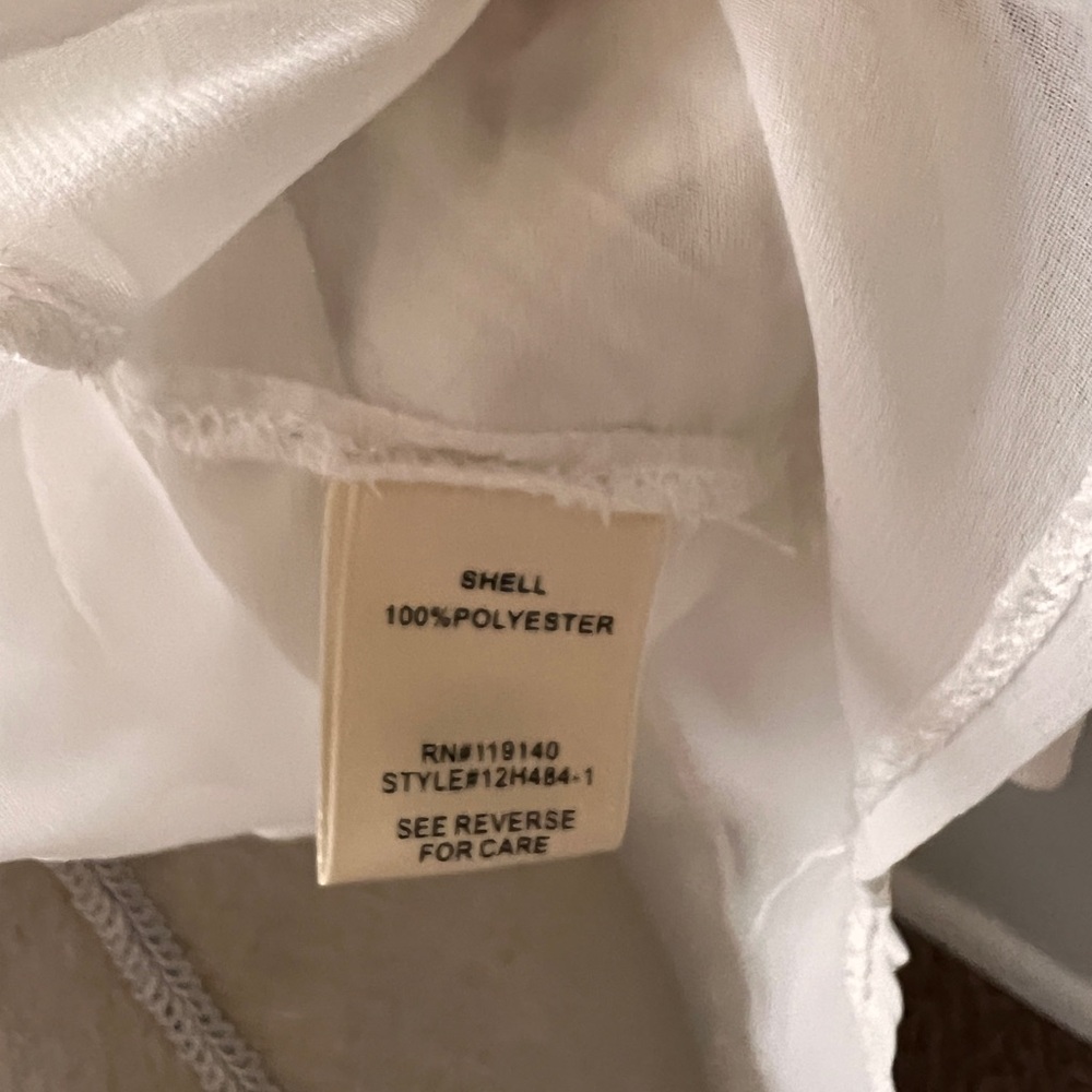 Double Zero Sheer White Button Down Top Size Small - Picture 12 of 14